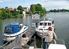 Köpenik, Sportbootanleger im Frauentrog : Motorboot, Tove, Hedi, Anleger, Steg